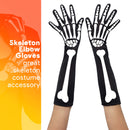 Bone Hand Skeleton Gloves - Skeleton Accessories Stretch Elbow Gloves for Adults and Kids Black