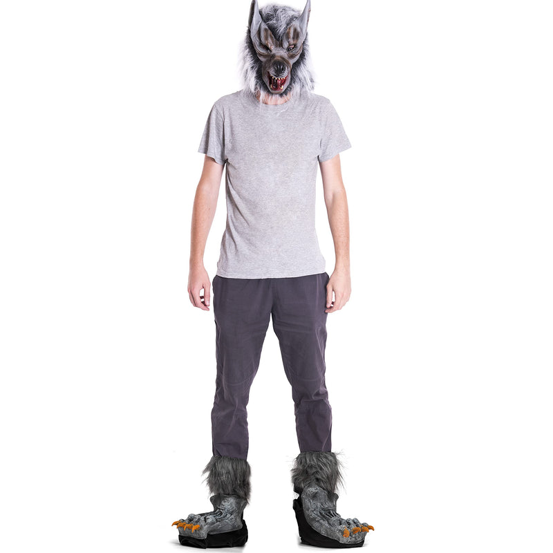 Werewolf Feet Shoe Covers - Silver Grey were Wolf Monster Foot Claws Costume Accessories
