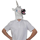 Unicorn Head Costume Accessory - Realistic White and Pink Animal Unicorn Horse Head for All Ages