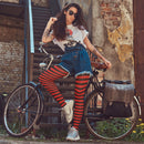 Black and Red Tights - Striped Nylon Stretch Pantyhose Stocking Accessories for Every Day Attire and Costumes for Men, Women and Kids