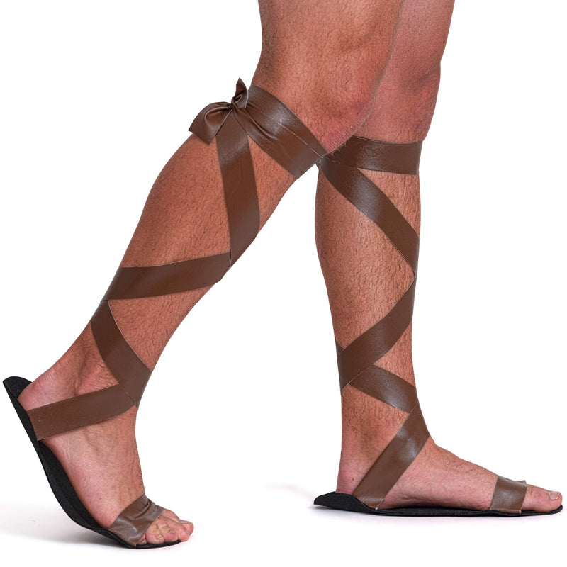 Brown Roman Lace Sandals - Greek Egyptian Gladiator Biblical Costume Sandal Shoes for Men and Women