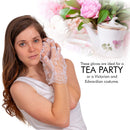 Fingerless Lace White Gloves - Ladies and Girls Ruffled Lace Finger Free Bridal Wrist Gloves