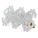 Dollar Sign Costume Ring - Pimp Money Symbol Jewelry Three Finger Gangster Ring for Men and Women