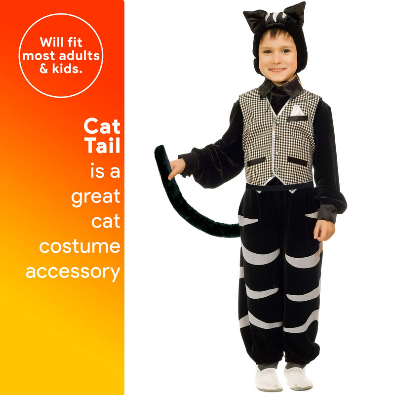 Costume Accessories Cat Tail - Furry Black Kitty Tail for Dress Up - 1 Piece