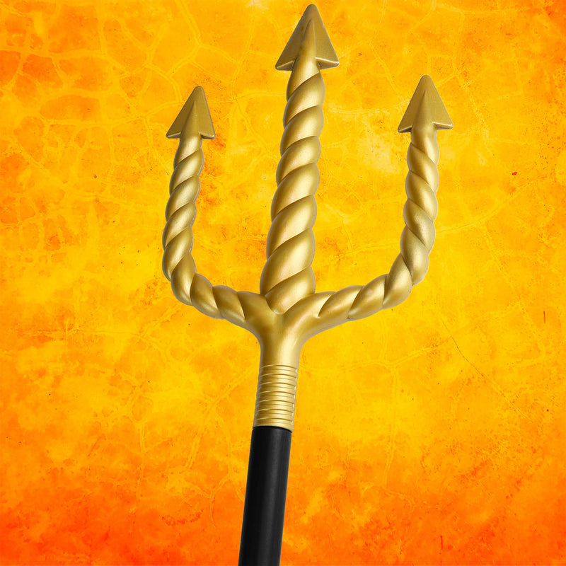 Gold Trident Costume Accessory - Golden Pitchfork Spear Toy Prop Weapon Staff Accessories for Adults and Kids Costumes