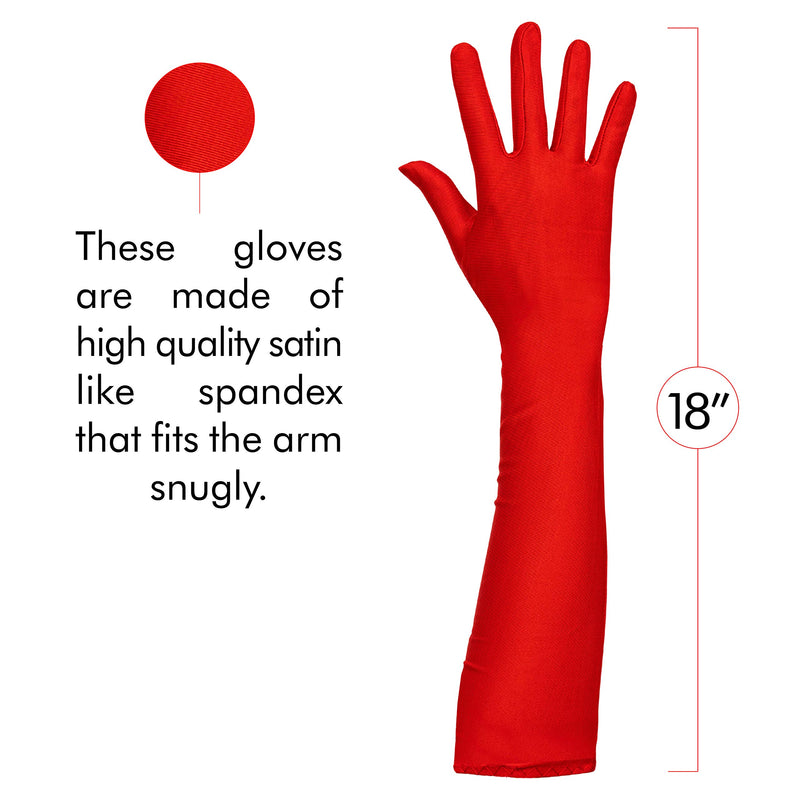 Red Satin Opera Gloves - Roaring 20's Fancy Flapper Elbow Gloves - 1 Pair