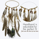 Indian Feather Headband Accessories - Native American Tribal Costume Head Dress with Feathers for Women and Kids