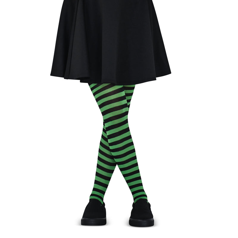 Black and Green Tights - Striped Nylon Stretch Pantyhose Stocking Accessories for Every Day Attire and Costumes for Men, Women and Kids