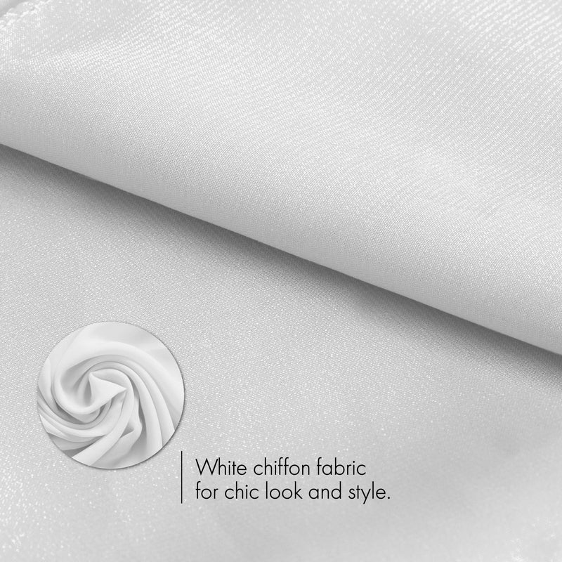 Chiffon Head Neck Scarf - White Classic Retro Sheer Square Head Scarves Handkerchiefs Handbag Ties for Women and Girls
