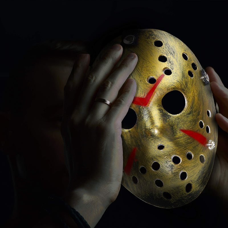 Horror Hockey Costume Mask - Realistic Killer Costume Gold Mask Toys for Adults and Kids