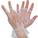 Fingerless Lace White Gloves - Ladies and Girls Ruffled Lace Finger Free Bridal Wrist Gloves