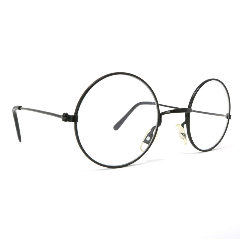 Round Wizard Costume Glasses - Black Metal Frame Circular Costume Eyeglasses - 1 Pair
