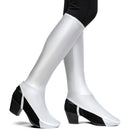 White Costume Boot Covers - Groovy Disco White Fabric 70s Hippie Fake Boots for Women and Girls Costumes