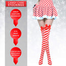 Peppermint Candy Cane Socks - Red and White Striped Christmas Holiday Candy Canes Stockings for Women and Girls