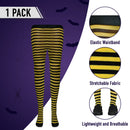Black and Yellow Tights - Striped Nylon Bumble Bee Stretch Pantyhose Stocking Accessories for Every Day Attire and Costumes for Men, Women and Kids