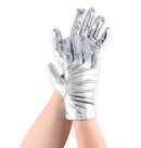 Metallic Silver Costume Gloves - Shiny Silver Princess Evening Stretch Dress Tea Glove Set for Men, Women and Kids
