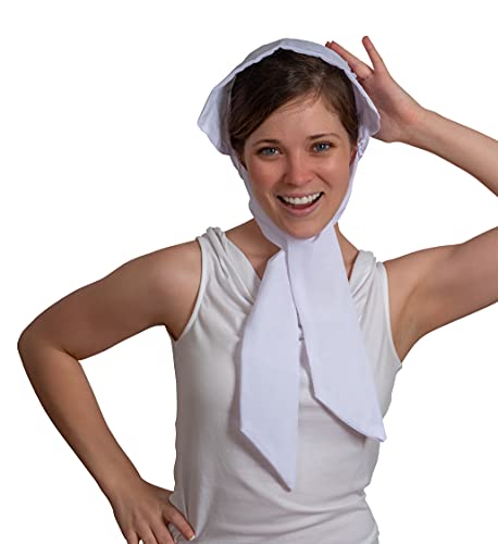 Colonial Pioneer Womens Bonnet - Revolutionary War White Pilgrim Women Bonnets Sun Hats Dress Up Costume Accessories