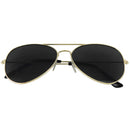 Black Gold Aviator Sunglasses - Military Style Dark Sun Glasses with Gold Metal Frame and UV 400 Protection