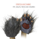 Wolf Paw Costume Gloves - Grey Hairy Werewolf Claw Cuffs Hands Monster Animal Hand Paws Costume Accessories for Kids and Adults