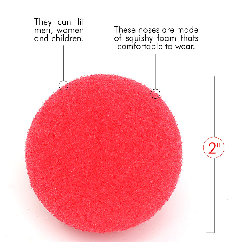 Red Carnival Clown Noses - Red Sponge Nose for Circus Costume Party Supplies - 12 Pieces