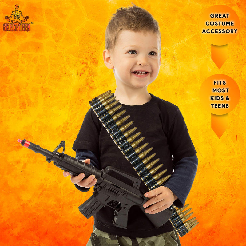Fake Bullet Army Belt - Plastic Bandolier Military Toy Ammo Costume Accessories Props for Kids and Adults