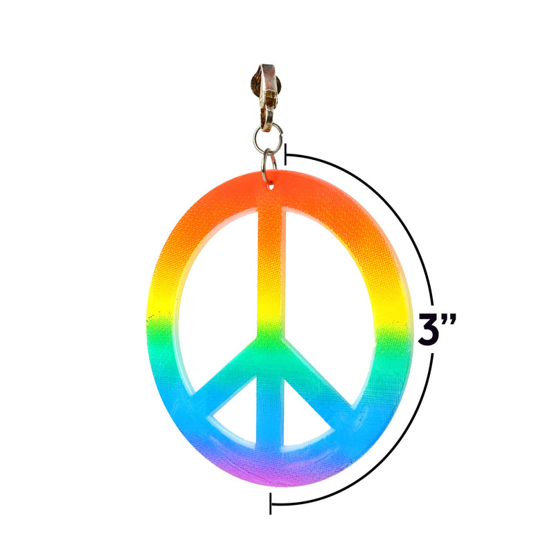 Hippie Style Peace Earrings - 1960's Hipster Fashion Peace Ear Rings - 1 Pair