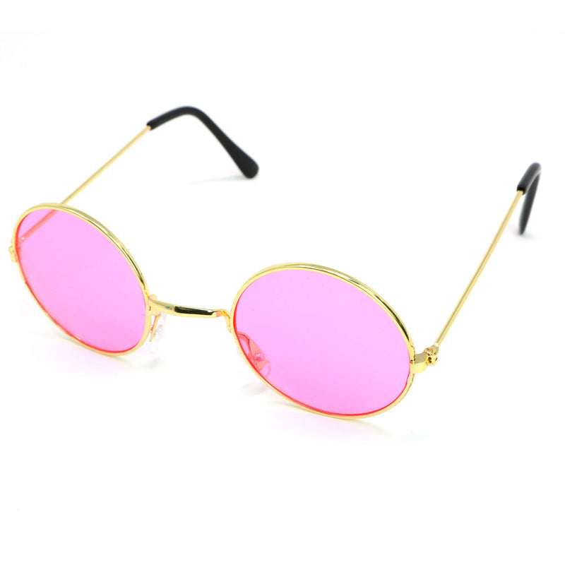 Fashion Peace Sign Necklace Earring Hippie Sun Glasses Hippie Accessories  Pink