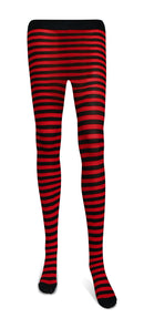 Black and Red Tights - Striped Nylon Stretch Pantyhose Stocking Accessories for Every Day Attire and Costumes for Men, Women and Kids