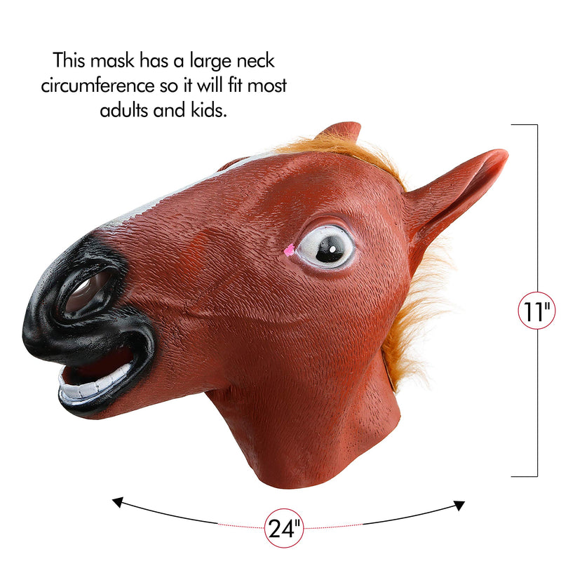 Horse Head Costume Mask - Realistic Brown Animal Head Horse Masks for Adults and Kids