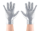 Metallic Silver Costume Gloves - Shiny Silver Princess Evening Stretch Dress Tea Glove Set for Men, Women and Kids