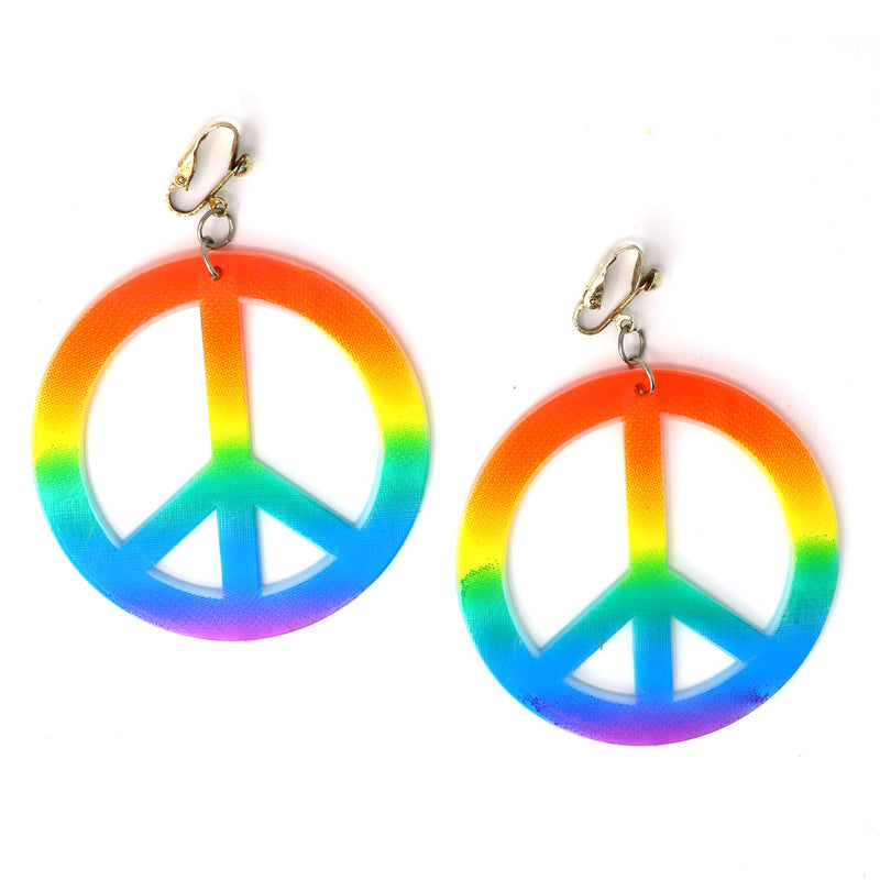 Hippie Style Peace Earrings - 1960's Hipster Fashion Peace Ear Rings - 1 Pair