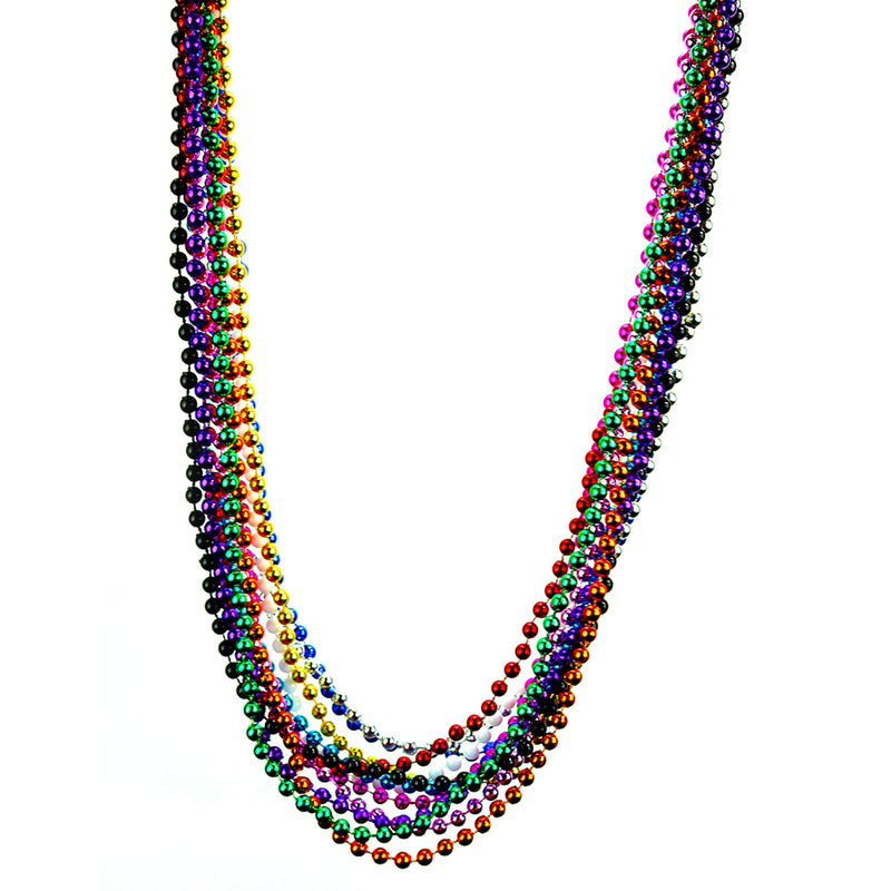 Mardi Gras Beads Necklaces - Assorted Colors Gasparilla Beaded Costume Necklace For Party - 144 Necklaces