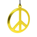 Hippie Peace Sign Medallion - 1960s Gold Peace Symbol Necklace Costume Accessory - 1 Piece