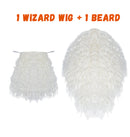 White Wig and Beard – Long White Dress Up Costume Accessories Curly Hair Wig for Kids and Adults