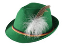 German Oktoberfest Alpine Fedora - Bavarian Swiss Green Traditional Trachten Felt Costume Hat with Feather for Kids and Adults