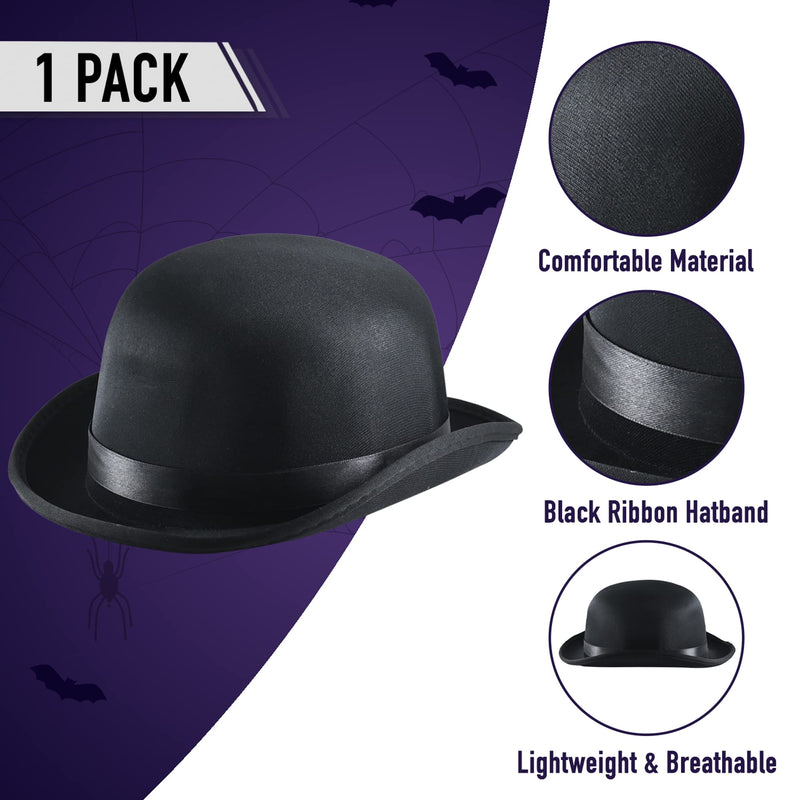 Black Bowler Derby Hat - Bolivian Costume Accessories Victorian Hats for Adults and Children Costumes