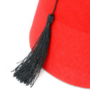 Arabian Red Fez Hat - Moroccan Costume Accessory Fez Hats with Black Tassel - 1 Piece