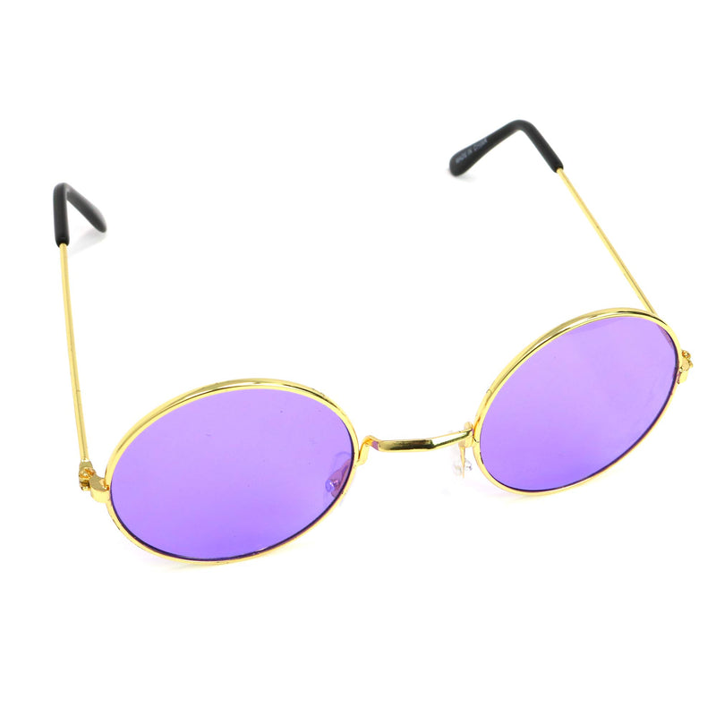Purple Round Hippie Glasses - Purple 60's Style Hipster Circle Sunglasses - 1 Pair