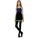 Bow Accent Thigh Highs - Black Over the Knee High Stockings with Green Satin Ribbon Bow Accent for Women and Girls