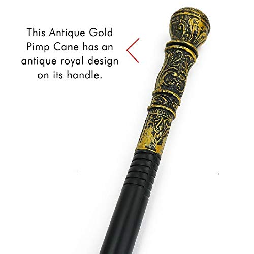Antique Gold Walking Cane - Elegant Vintage Prop Stick Dress Canes Costume Accessories for All Ages