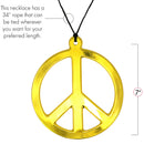 Hippie Peace Sign Medallion - 1960s Gold Peace Symbol Necklace Costume Accessory - 1 Piece