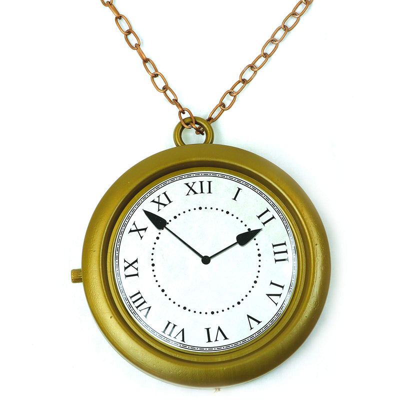 Jumbo Gold Clock Necklace - White Rabbit Clock, Hip Hop Rapper Clock - 1 Piece