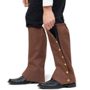 Faux Suede Steampunk Boots - Over The Shoe Brown Costume Boots Accessories with Gold Buttons for Medieval and Renaissance Costumes for Adults and Children