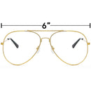 Clear Lens Costume Glasses - 70's Style Aviator Gold Wire Rimmed Clear Sunglasses for Adults and Kids
