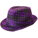 Mardi Gras Fedora Hat - Plaid Purple Mardi Gras Costume Accessories Headwear for French Parade and Party for Men Women and Children