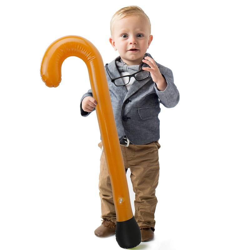 Old Man Inflatable Cane - Funny Old Age Costume Accessories Party Decorations Joke for Senior Retirement Brown