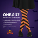 Black and Orange Tights - Striped Nylon Stretch Pantyhose Stocking Accessories for Every Day Attire and Costumes for Men, Women and Kids