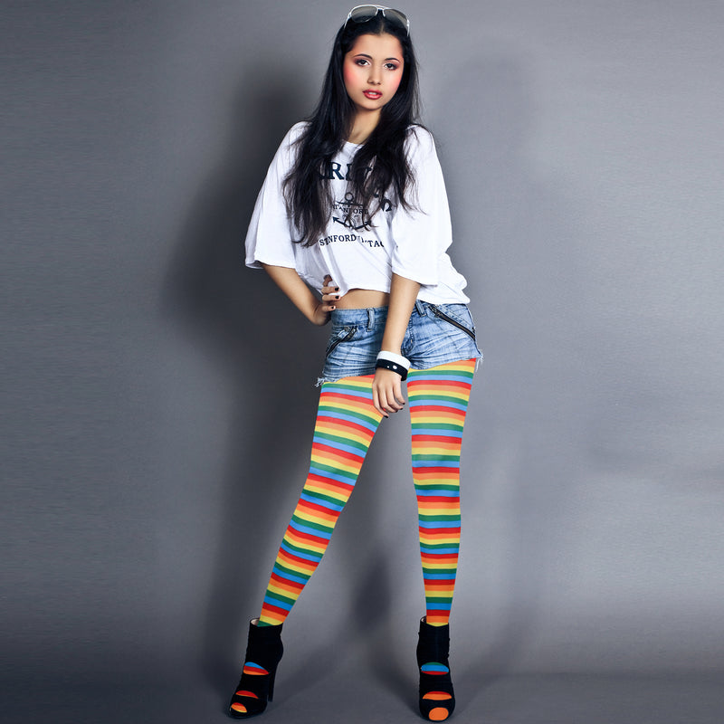 Striped Rainbow Leggings - Neon Rainbow Tights for Women : :  Clothing, Shoes & Accessories