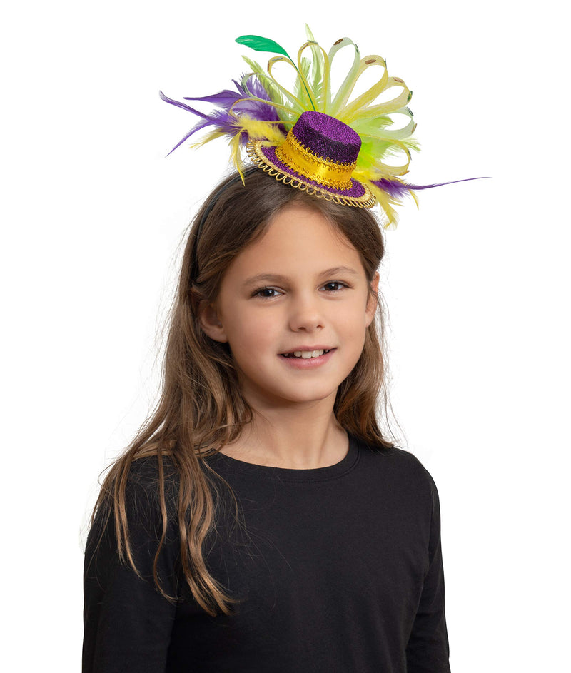 Purple Top Hat Headband - Mardi Gras Mini Hat Dress Up Hair Costume Accessories Head Band for Women and Children