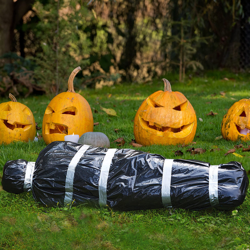 Dead Body Bag Decoration - Dummy Crime Scene Fake Corpse Figure in Garbage Bag with Duct Tape Scary Outdoor Party Prop Haunted Decorations